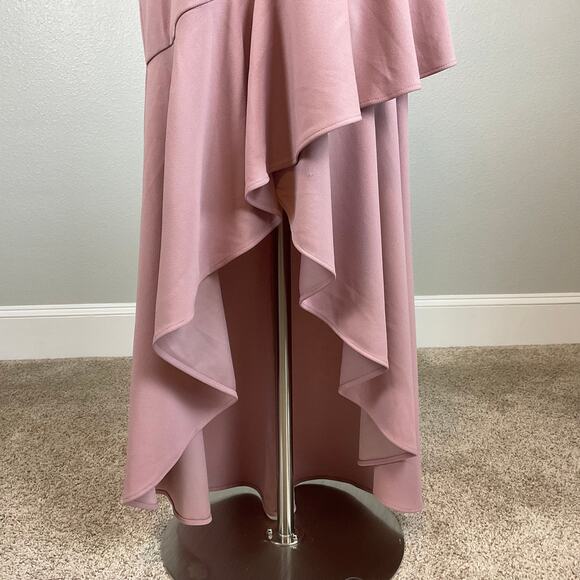 Betsy & Adam High Low Ruffled Evening Gown Pink Size 6 Cut Out Formal Dress - Picture 9 of 14